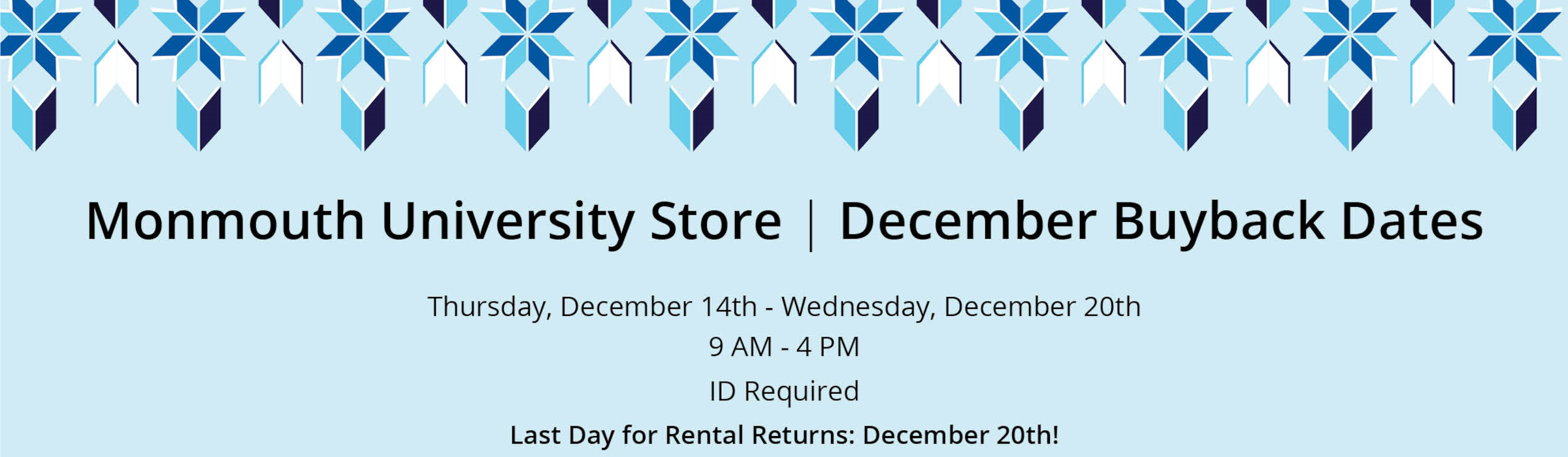 December buyback. Thursday, December 14th and Wednesday December 20th 9am - 4pm